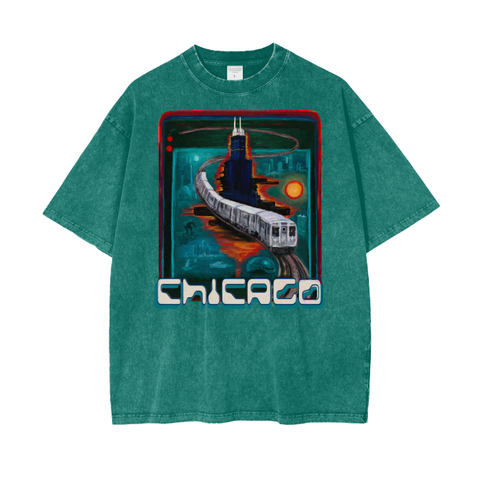 Chicago City Pulse Oversize Snow Washed T-Shirt
