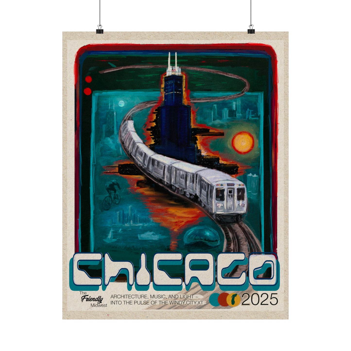 Cityscape Chicago 2025 Vertical Poster - Urban Home Decor, Matte City Skyline Art Print, Chicago Wall Art, Travel Poster Gift, Christmas