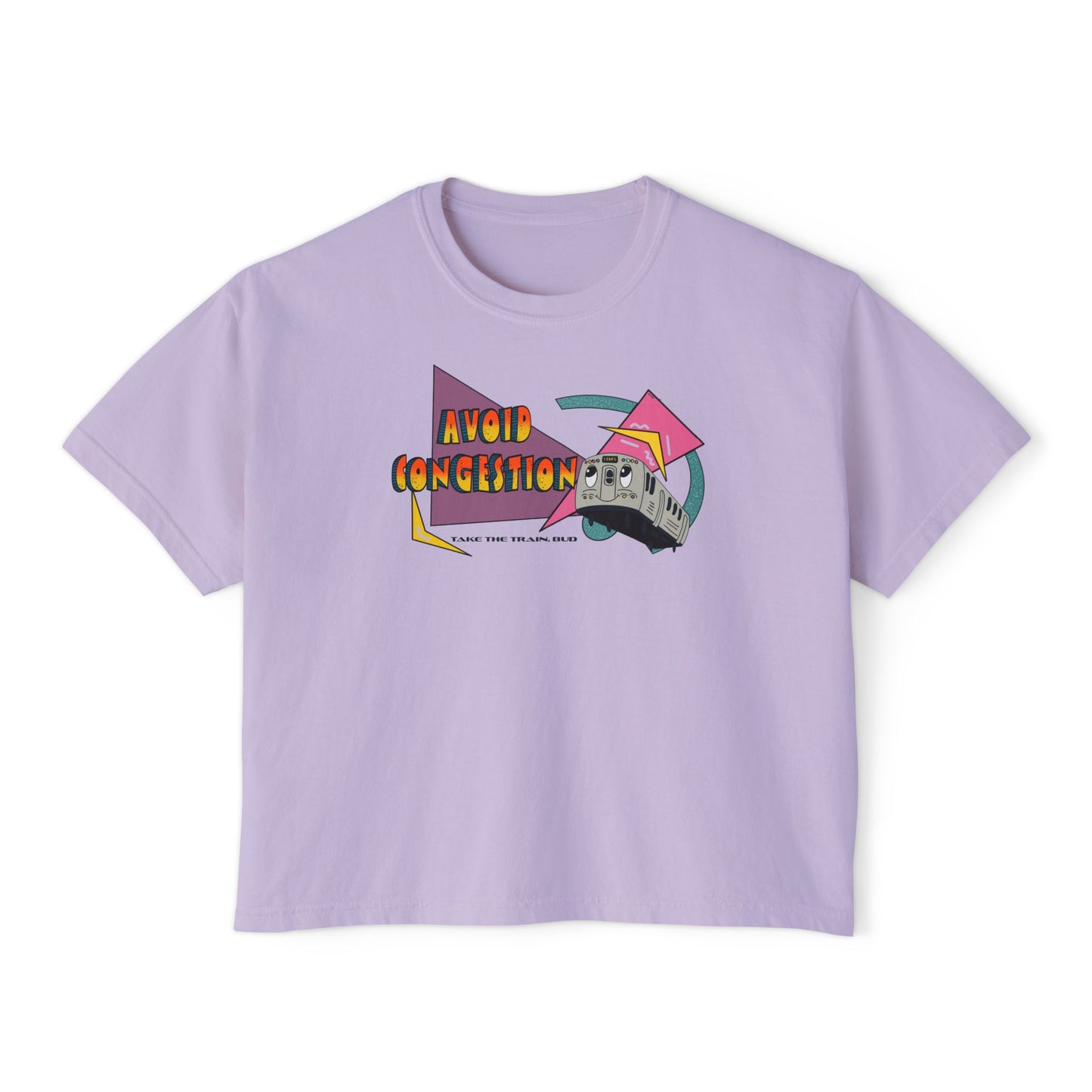 1990s Transit Boxy Tee, Crop Top, Women's Avoid Congestion Take the Train, Vintage Graphic Tee, Retro Streetwear Shirt