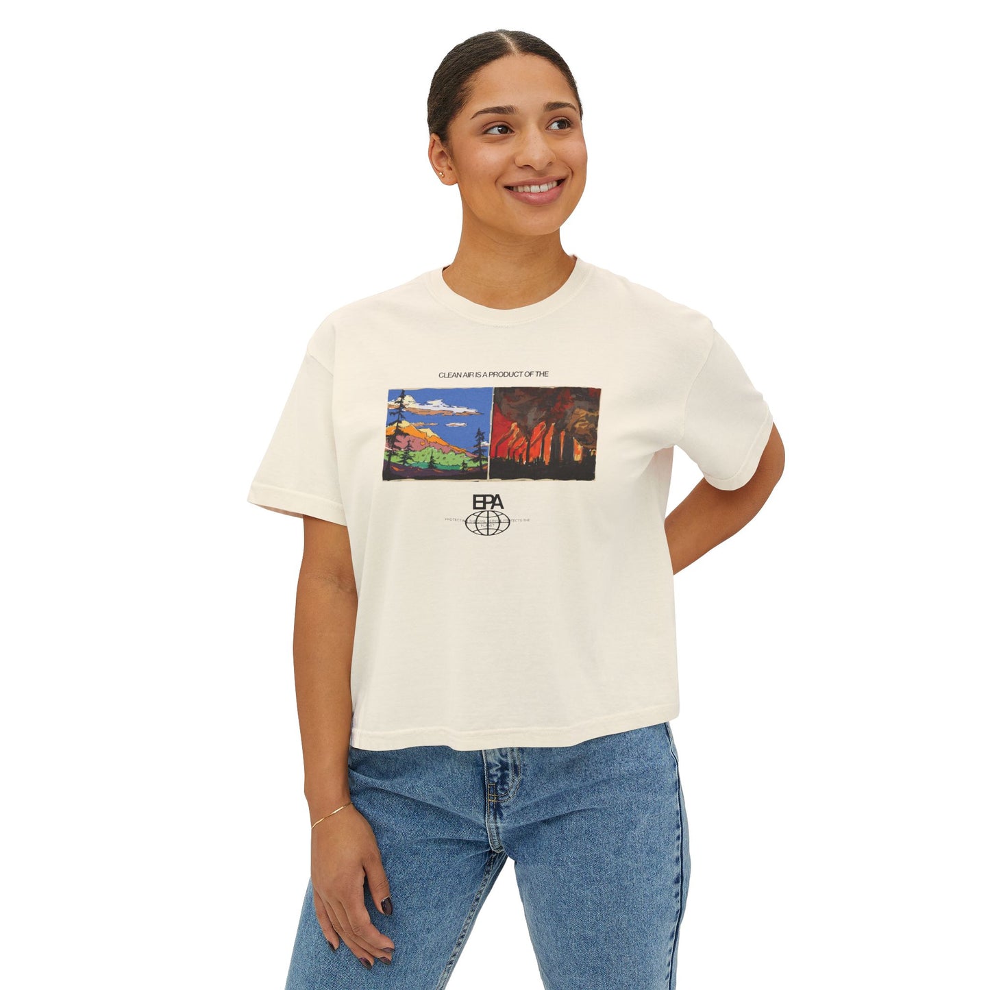 Clean Air EPA Women's Boxy Tee, Comfort Colors Crop Top, Save the Planet Shirt, Climate Change