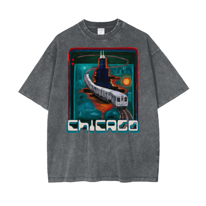 Chicago City Pulse Oversize Snow Washed T-Shirt