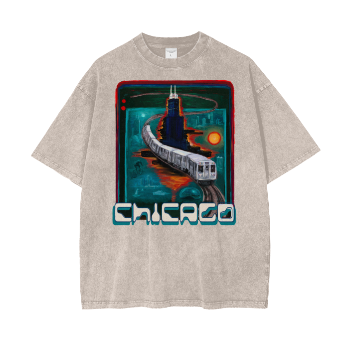 Chicago City Pulse Oversize Snow Washed T-Shirt