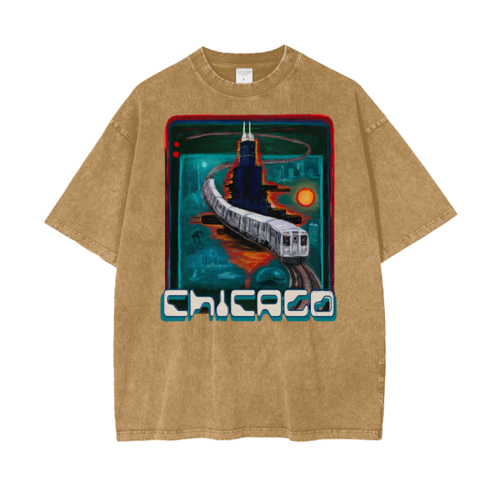 Chicago City Pulse Oversize Snow Washed T-Shirt