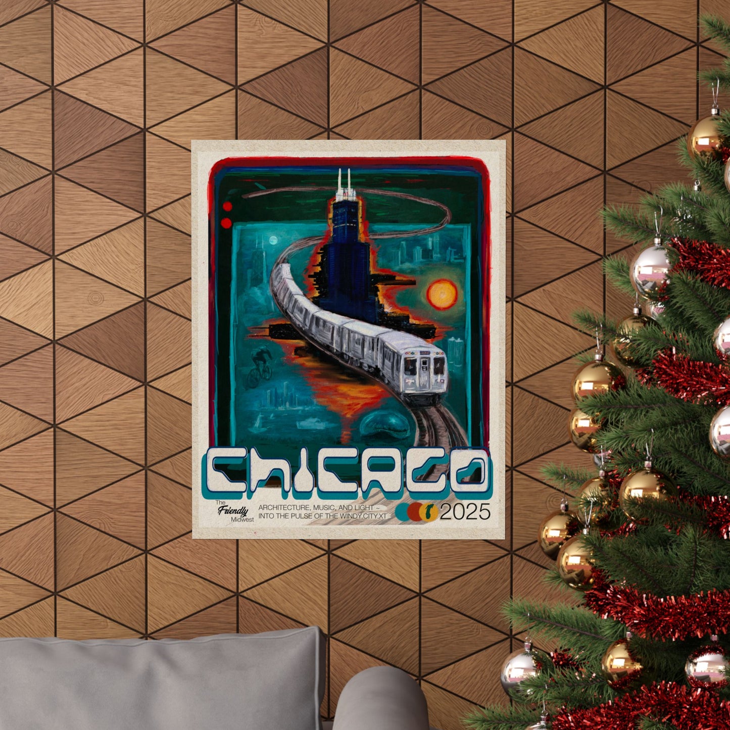 Cityscape Chicago 2025 Vertical Poster - Urban Home Decor, Matte City Skyline Art Print, Chicago Wall Art, Travel Poster Gift, Christmas