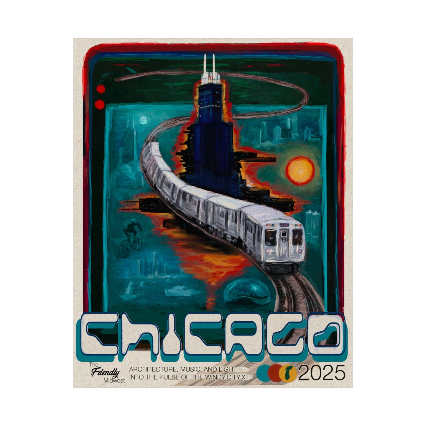 Cityscape Chicago 2025 Vertical Poster - Urban Home Decor, Matte City Skyline Art Print, Chicago Wall Art, Travel Poster Gift, Christmas