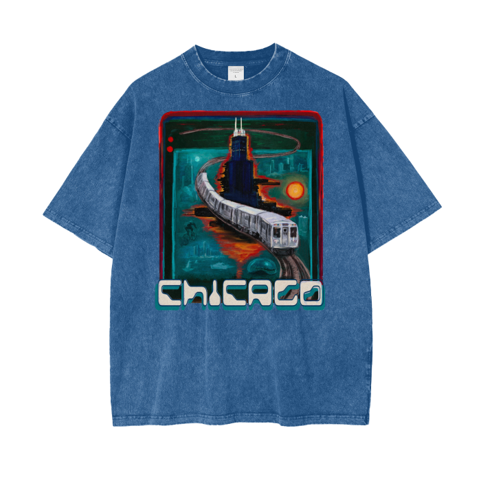 Chicago City Pulse Oversize Snow Washed T-Shirt