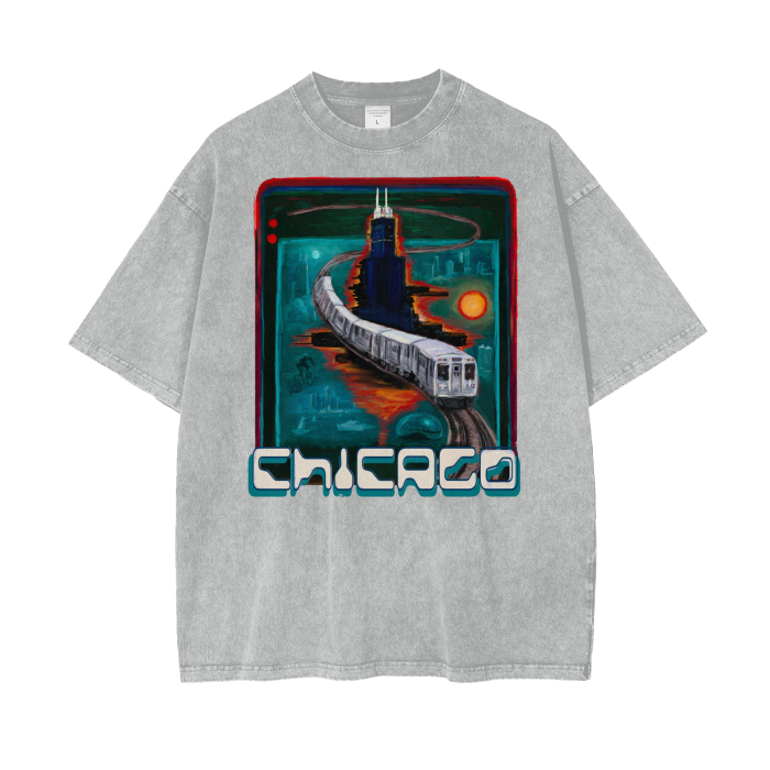Chicago City Pulse Oversize Snow Washed T-Shirt