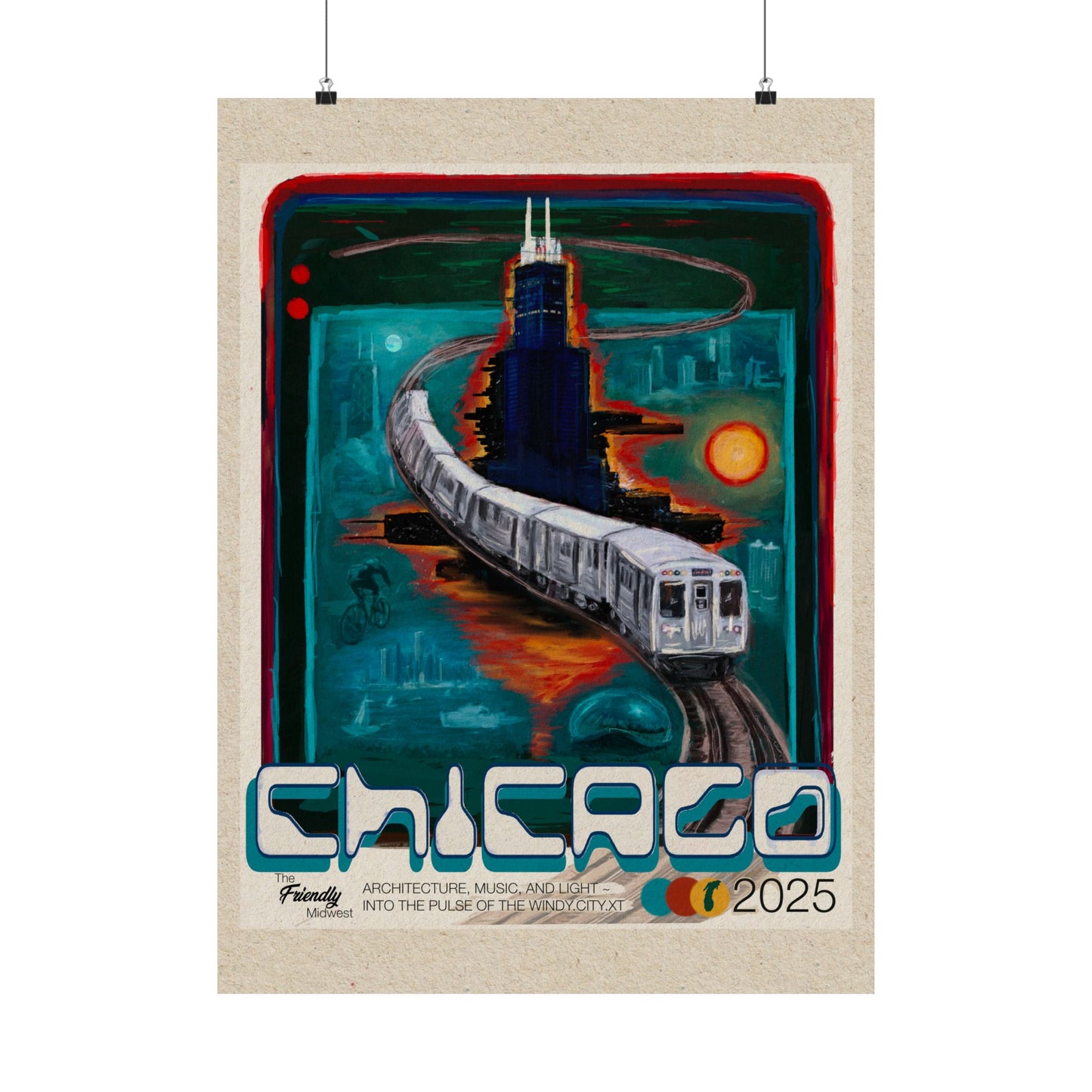 Cityscape Chicago 2025 Vertical Poster - Urban Home Decor, Matte City Skyline Art Print, Chicago Wall Art, Travel Poster Gift,  Christmas