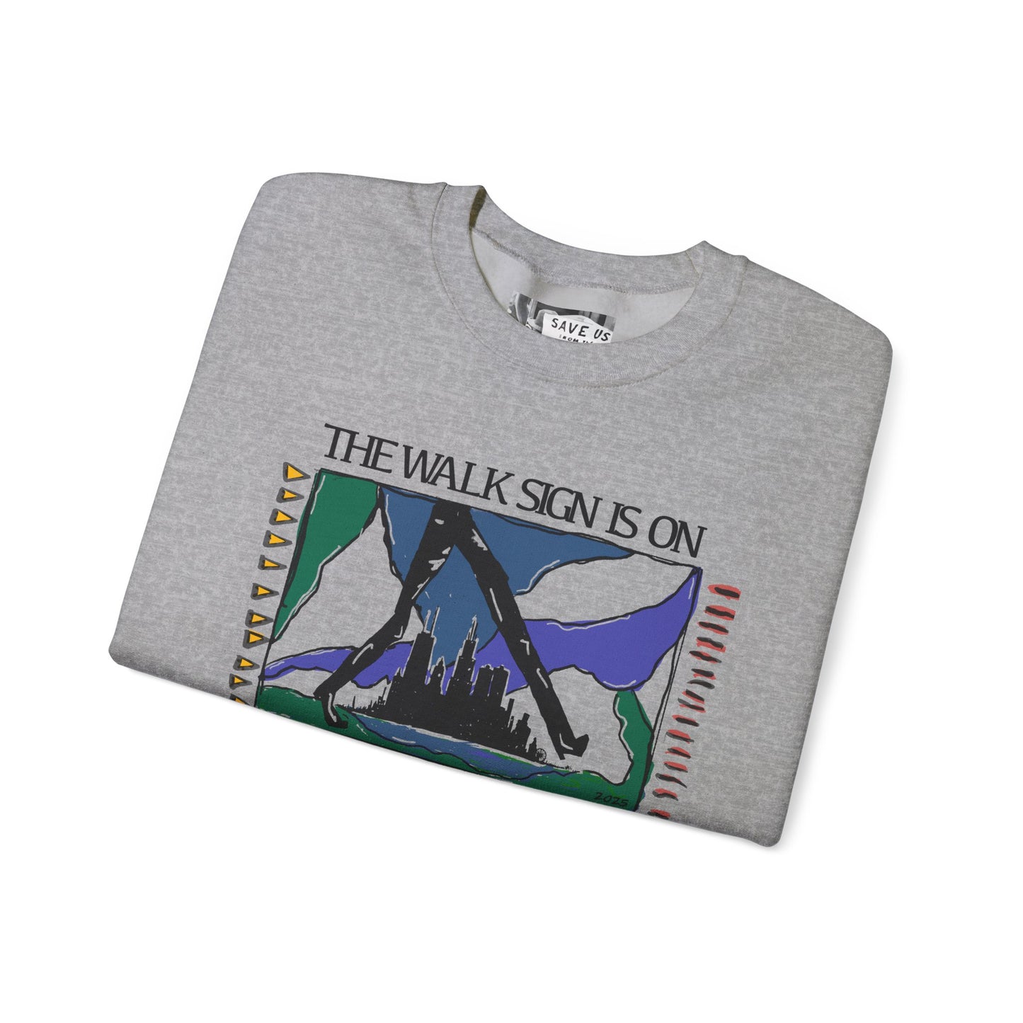 Vintage Chicago Walk Sign Sweatshirt, Man Walking Design, Heavy Blend Crewneck, Urban Street Style, Gift for City Lovers