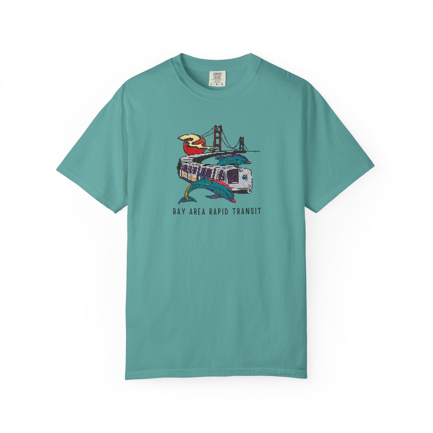 Bay Area Transit T-Shirt, BART Unisex Graphic Tee, Pixelated Retro 90s Style, California Gift, Eco-Friendly Casual Wear