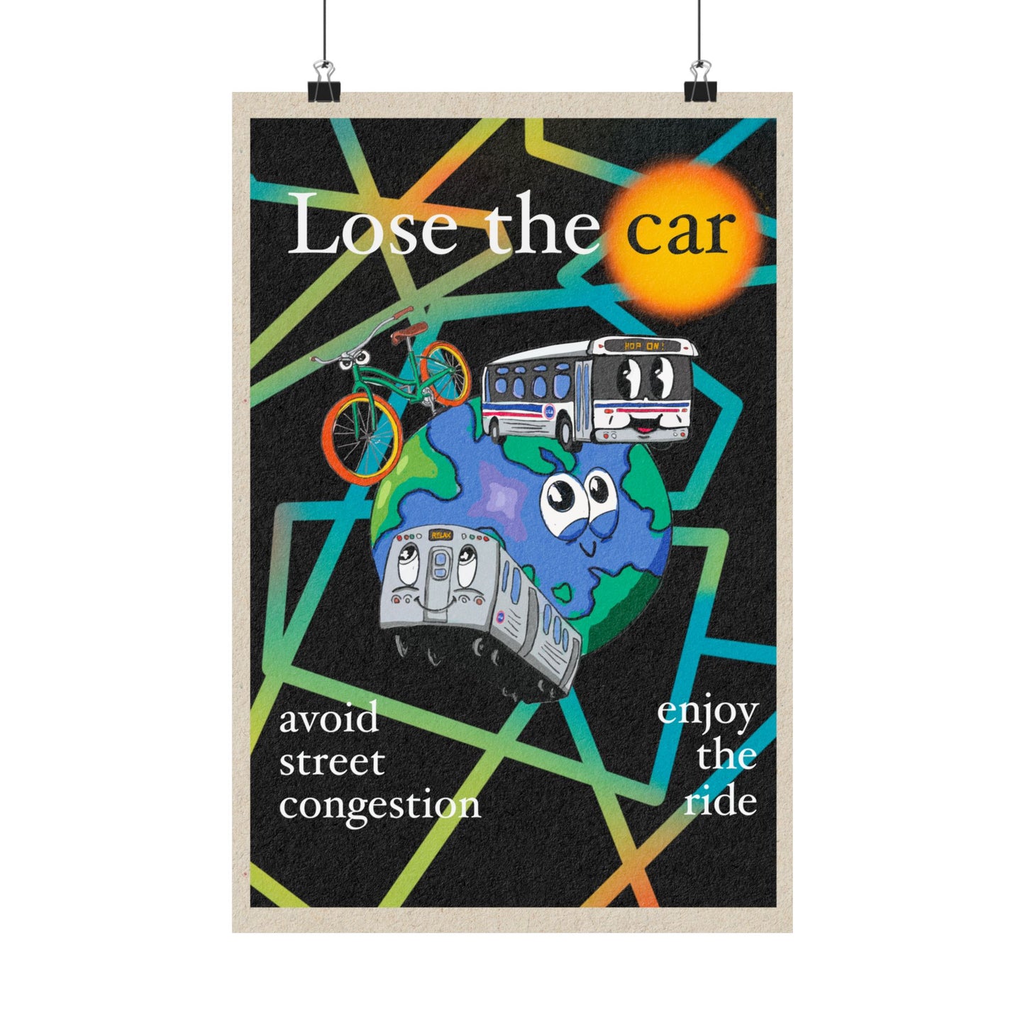 Transit Poster, Matte Vertical Print, Urban Transportation Decor, Travel Gift, Street Map Artwork