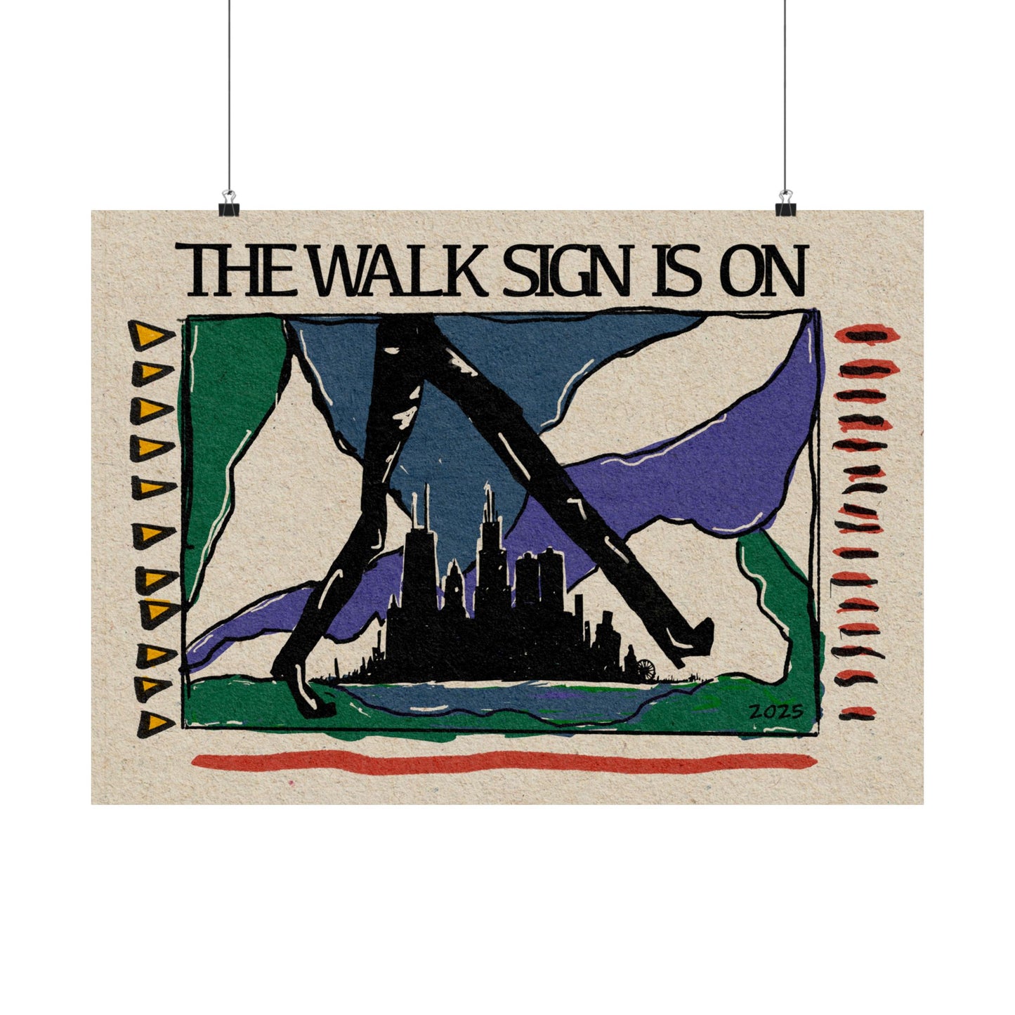 Poster, Celebrate Walkable Cities Matte Horizontal Poster Featuring Hints of Chicago, Cars Yield, City Poster, Urban Wall Art, Chicago