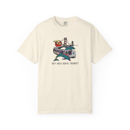 Bay Area Transit T-Shirt, BART Unisex Graphic Tee, Pixelated Retro 90s Style, California Gift, Eco-Friendly Casual Wear