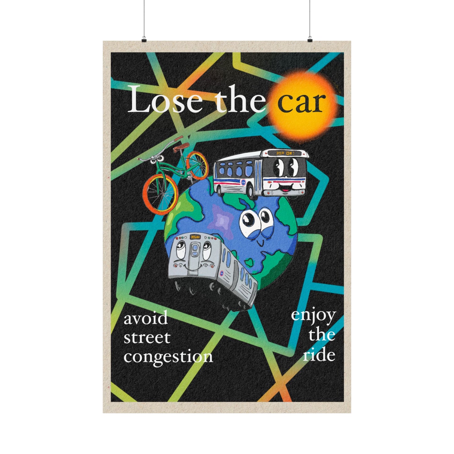 Transit Poster, Matte Vertical Print, Urban Transportation Decor, Travel Gift, Street Map Artwork