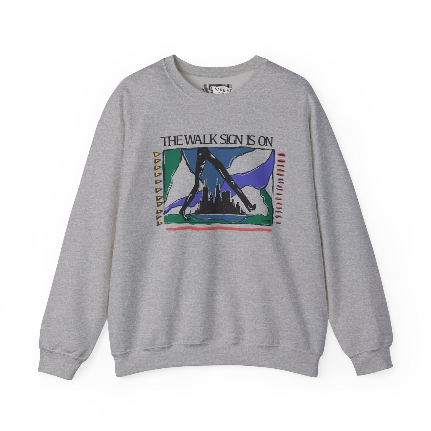 Vintage Chicago Walk Sign Sweatshirt, Man Walking Design, Heavy Blend Crewneck, Urban Street Style, Gift for City Lovers