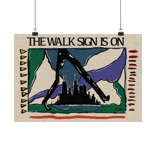 Poster, Celebrate Walkable Cities Matte Horizontal Poster Featuring Hints of Chicago, Cars Yield, City Poster, Urban Wall Art, Chicago