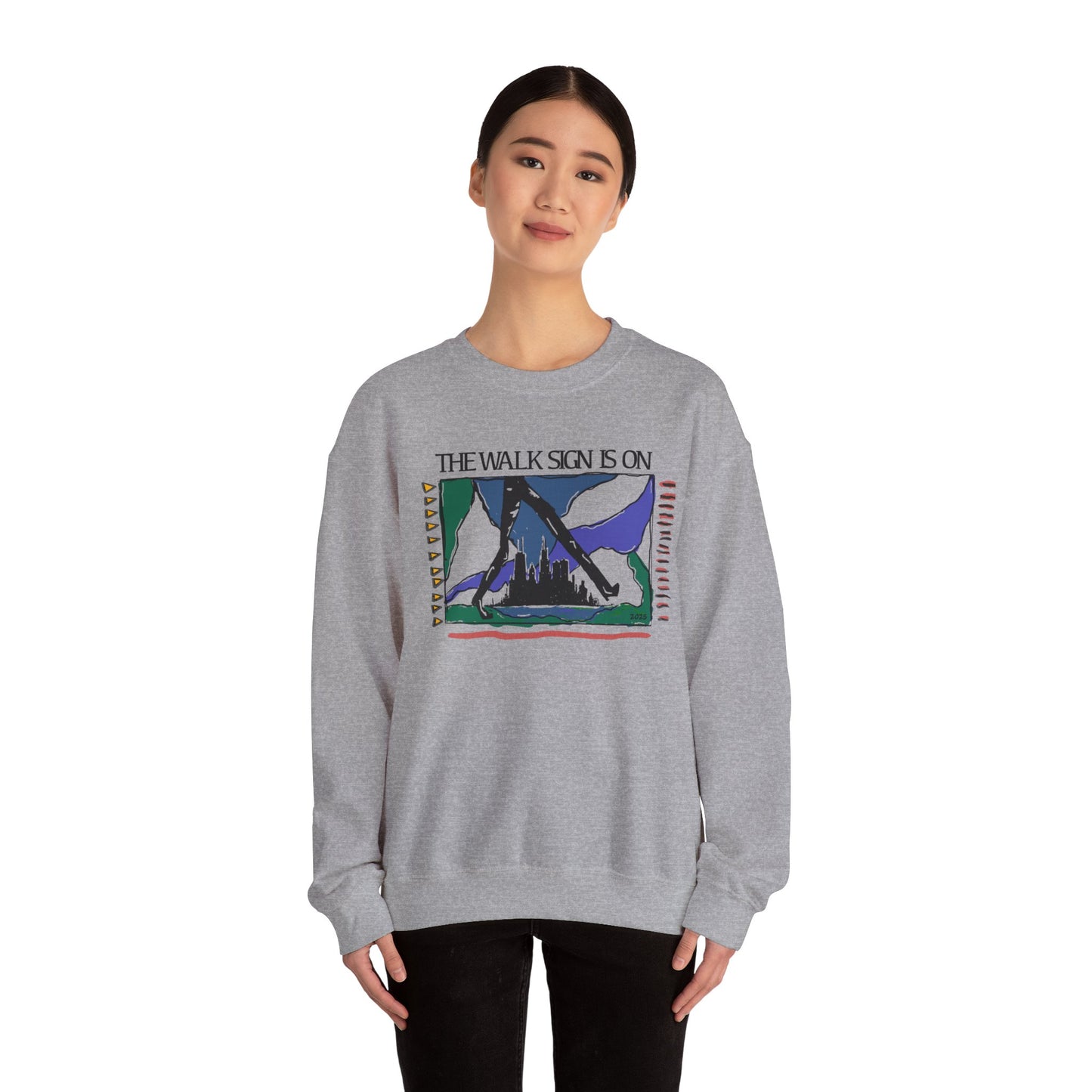 Vintage Chicago Walk Sign Sweatshirt, Man Walking Design, Heavy Blend Crewneck, Urban Street Style, Gift for City Lovers