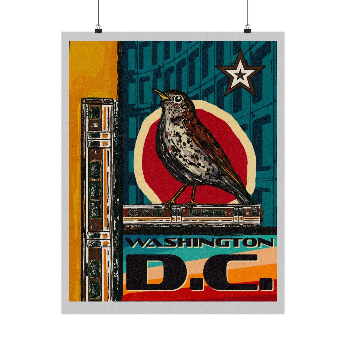 70s style Washington DC Metro Bird Club transit poster