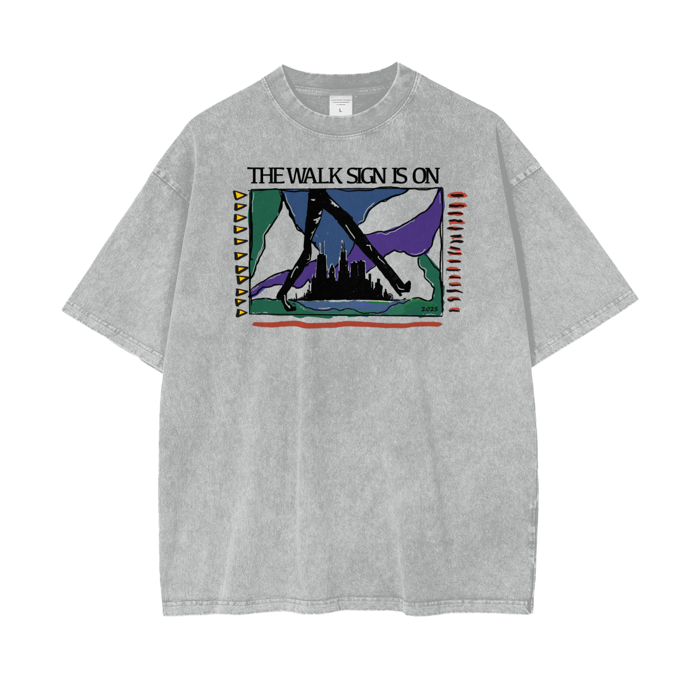 Walkable Cities "The Walk Sign is On" Oversize Snow Washed T-Shirt