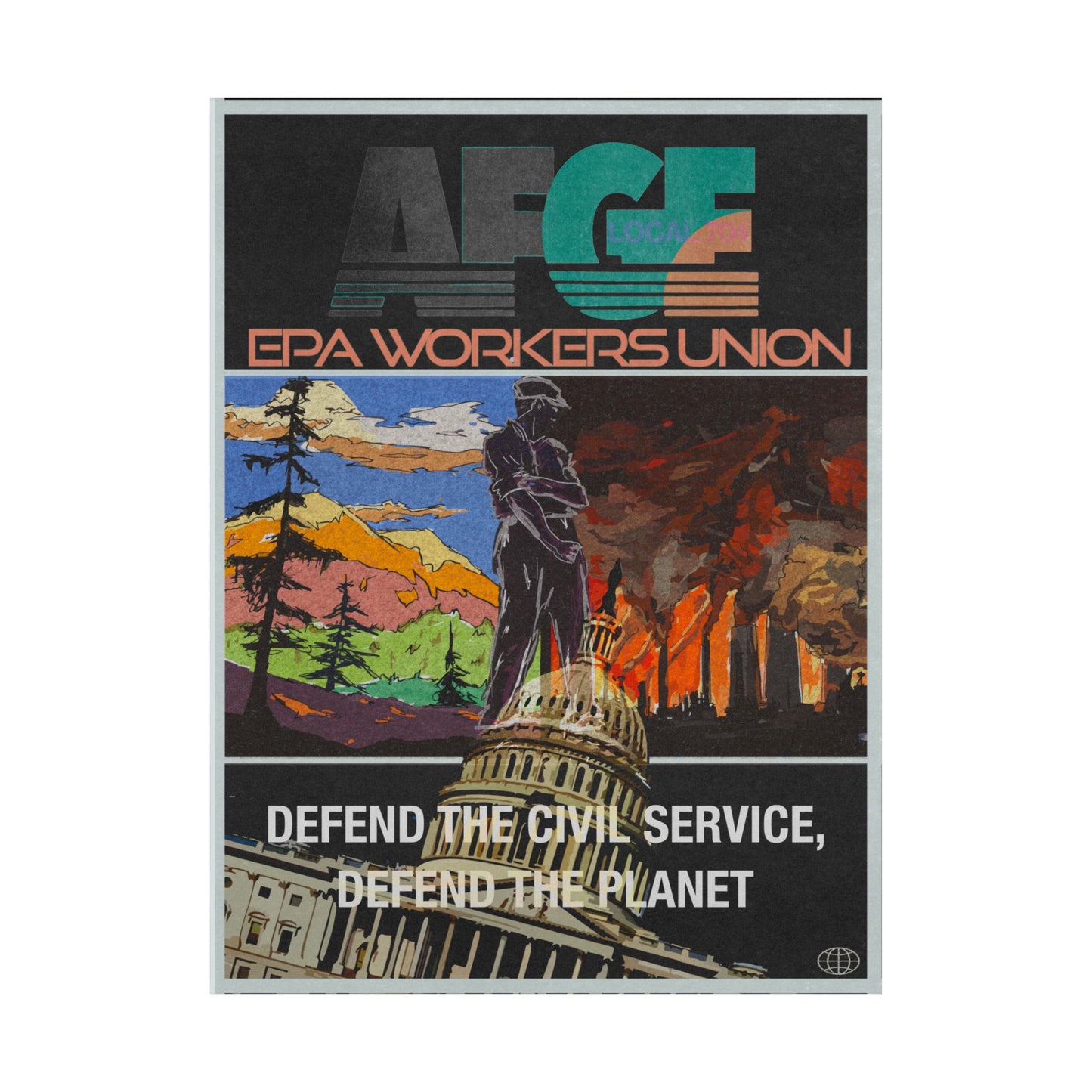 EPA Federal Workers Union Support Poster - Profits go to AFGE's Mutual Aid Fund for Laid-Off Workers, Union Propaganda Wall Art,