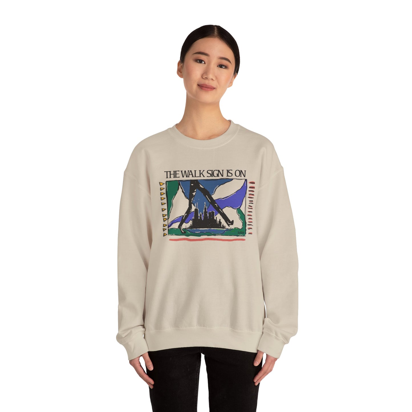 Vintage Chicago Walk Sign Sweatshirt, Man Walking Design, Heavy Blend Crewneck, Urban Street Style, Gift for City Lovers