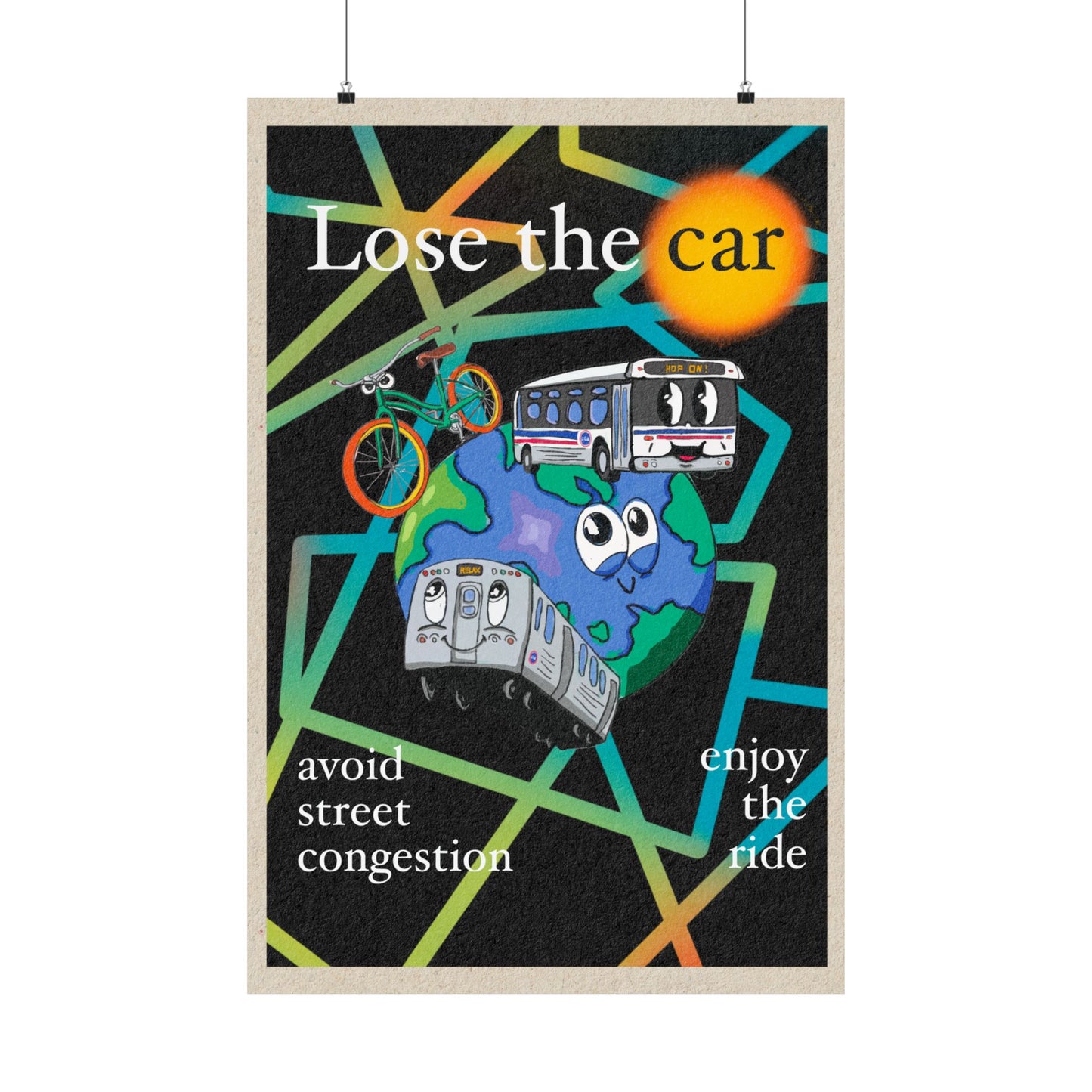 Transit Poster, Matte Vertical Print, Urban Transportation Decor, Travel Gift, Street Map Artwork