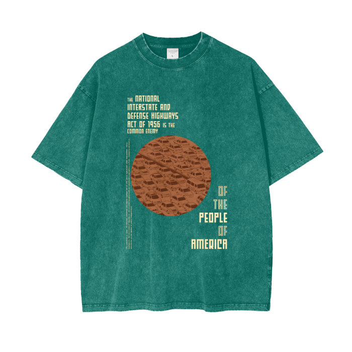 Anti-Highway Expansion Propaganda Oversize Snow Washed T-Shirt