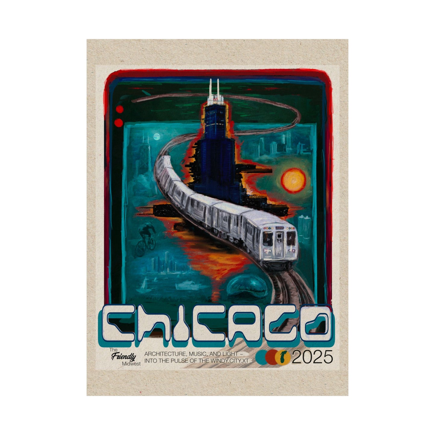 Cityscape Chicago 2025 Vertical Poster - Urban Home Decor, Matte City Skyline Art Print, Chicago Wall Art, Travel Poster Gift,  Christmas