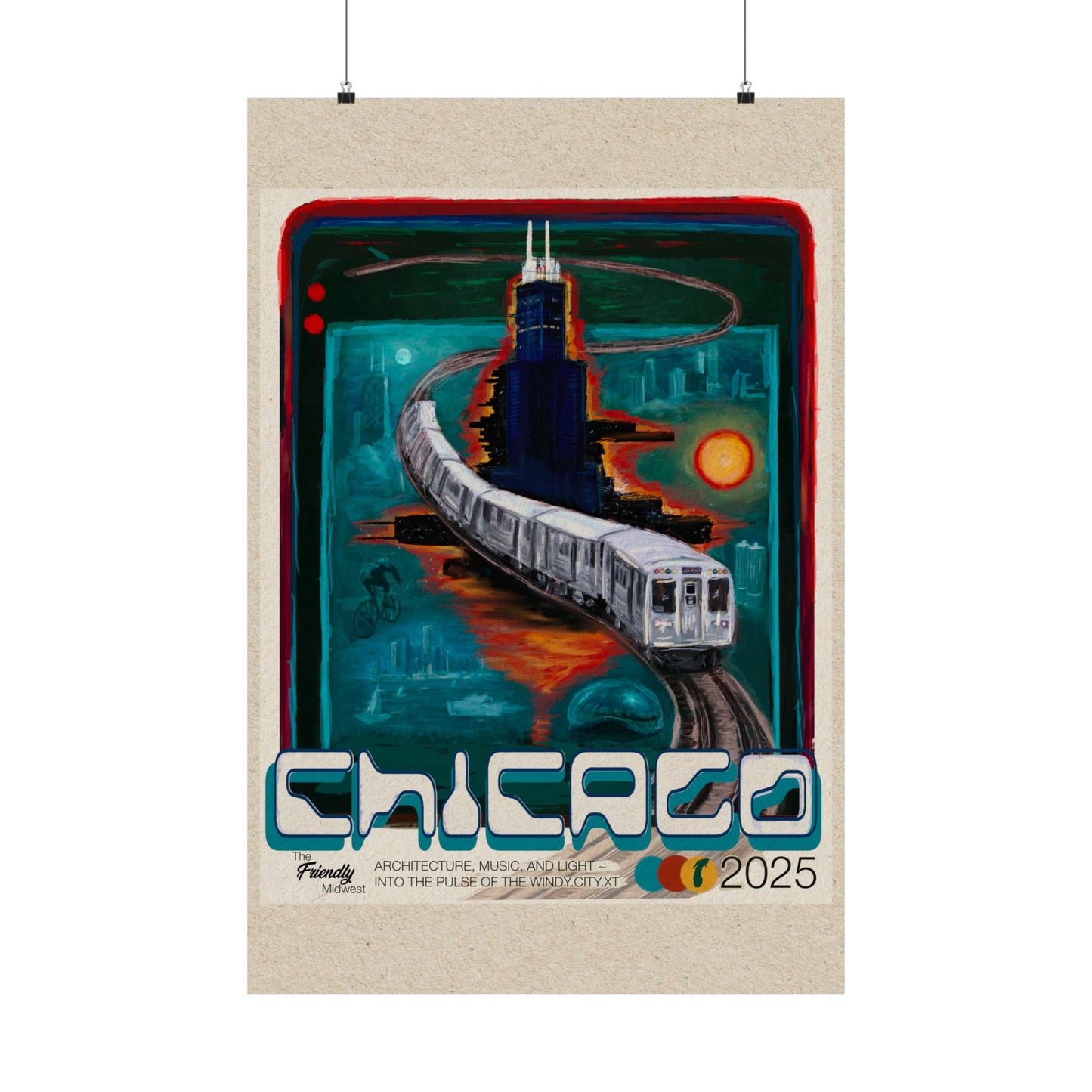 Cityscape Chicago 2025 Vertical Poster - Urban Home Decor, Matte City Skyline Art Print, Chicago Wall Art, Travel Poster Gift,  Christmas