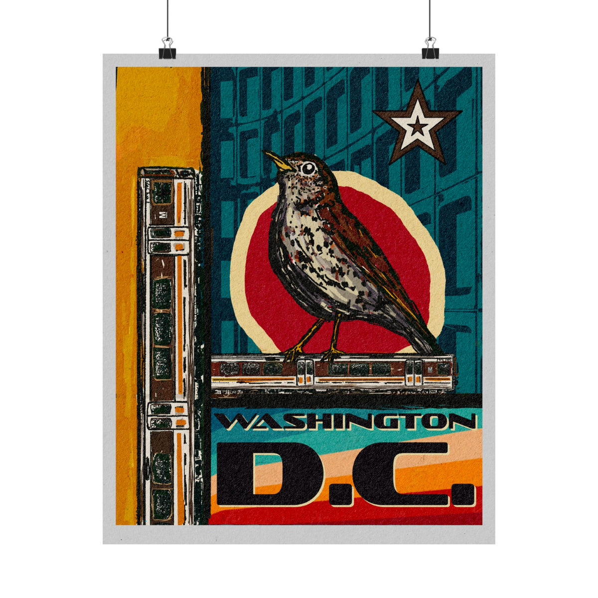 70s style Washington DC Metro Bird Club transit poster