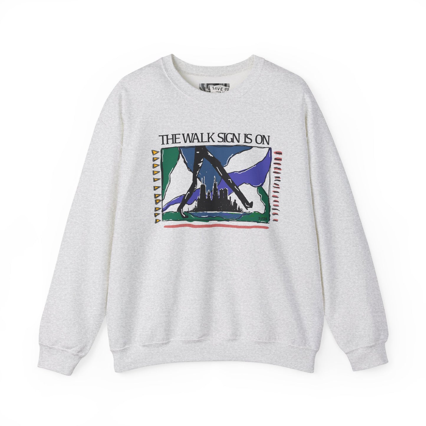Vintage Chicago Walk Sign Sweatshirt, Man Walking Design, Heavy Blend Crewneck, Urban Street Style, Gift for City Lovers