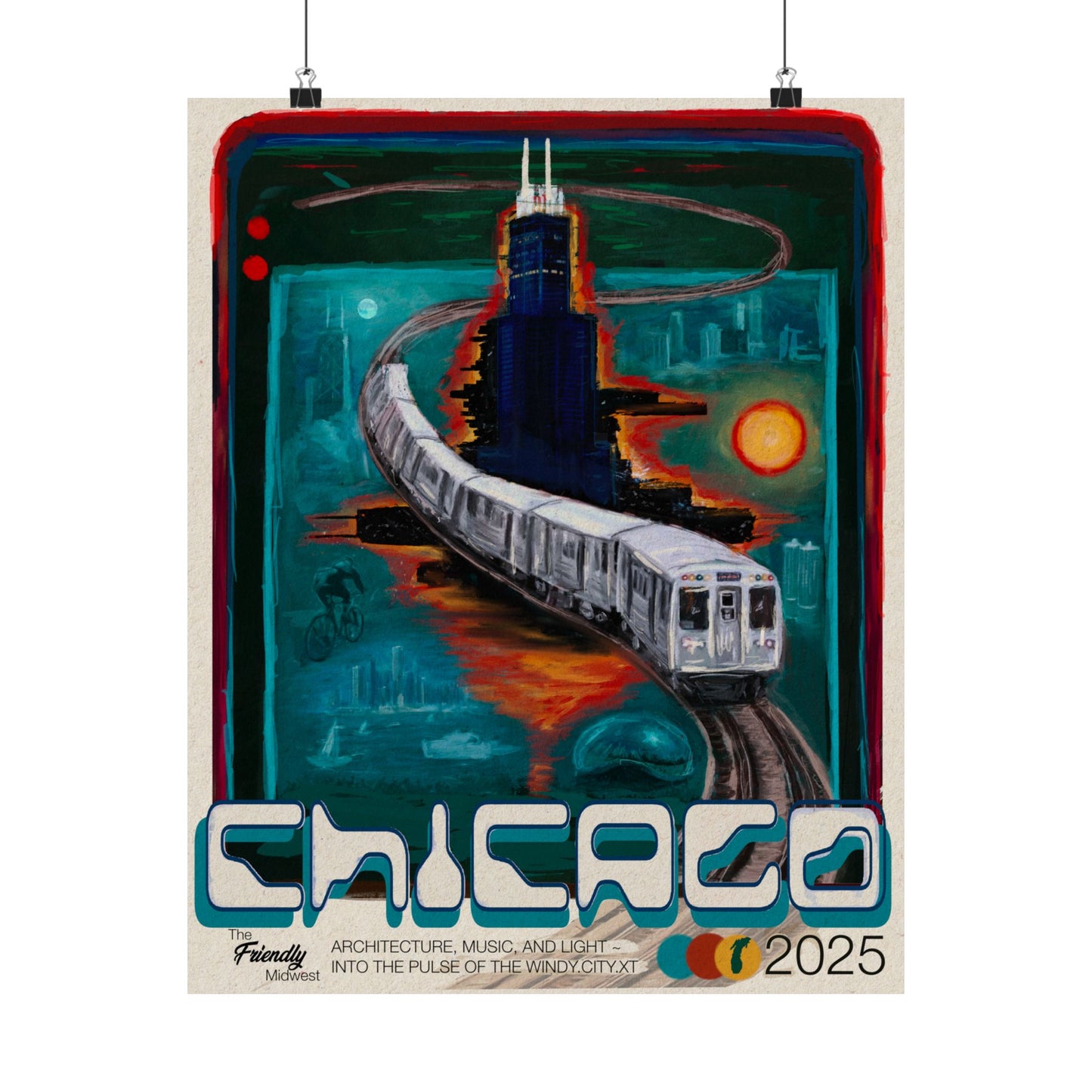 Cityscape Chicago 2025 Vertical Poster - Urban Home Decor, Matte City Skyline Art Print, Chicago Wall Art, Travel Poster Gift,  Christmas