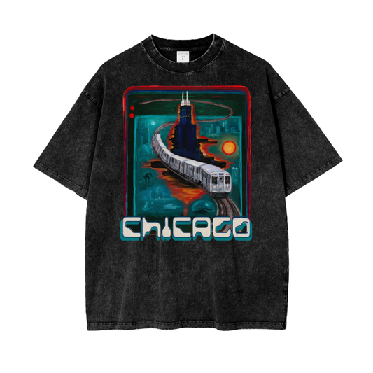 Chicago City Pulse Oversize Snow Washed T-Shirt