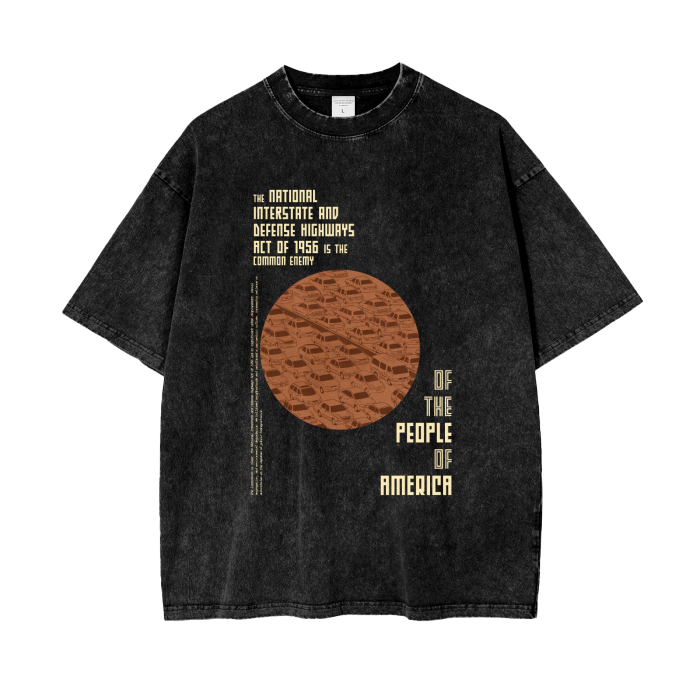 Anti-Highway Expansion Propaganda Oversize Snow Washed T-Shirt