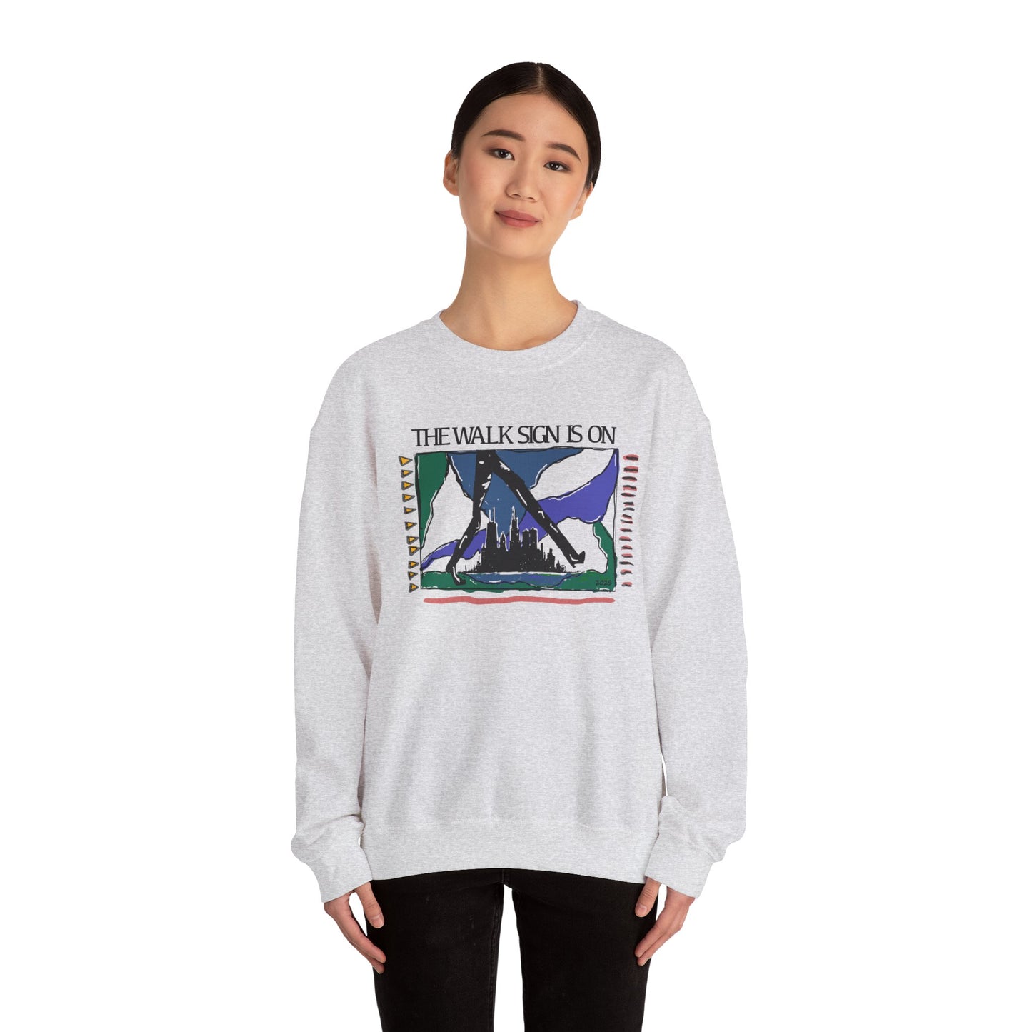 Vintage Chicago Walk Sign Sweatshirt, Man Walking Design, Heavy Blend Crewneck, Urban Street Style, Gift for City Lovers