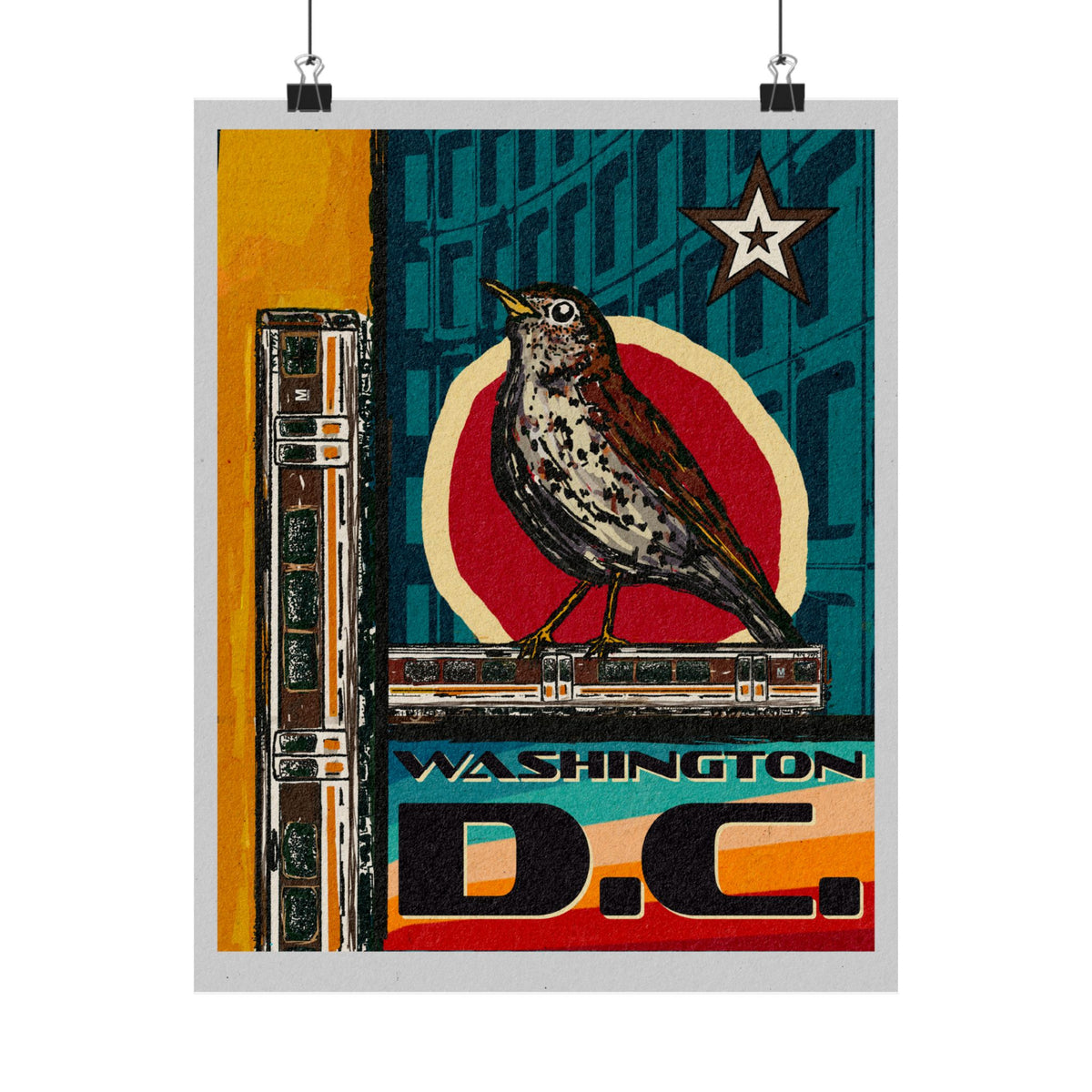 70s style Washington DC Metro Bird Club transit poster