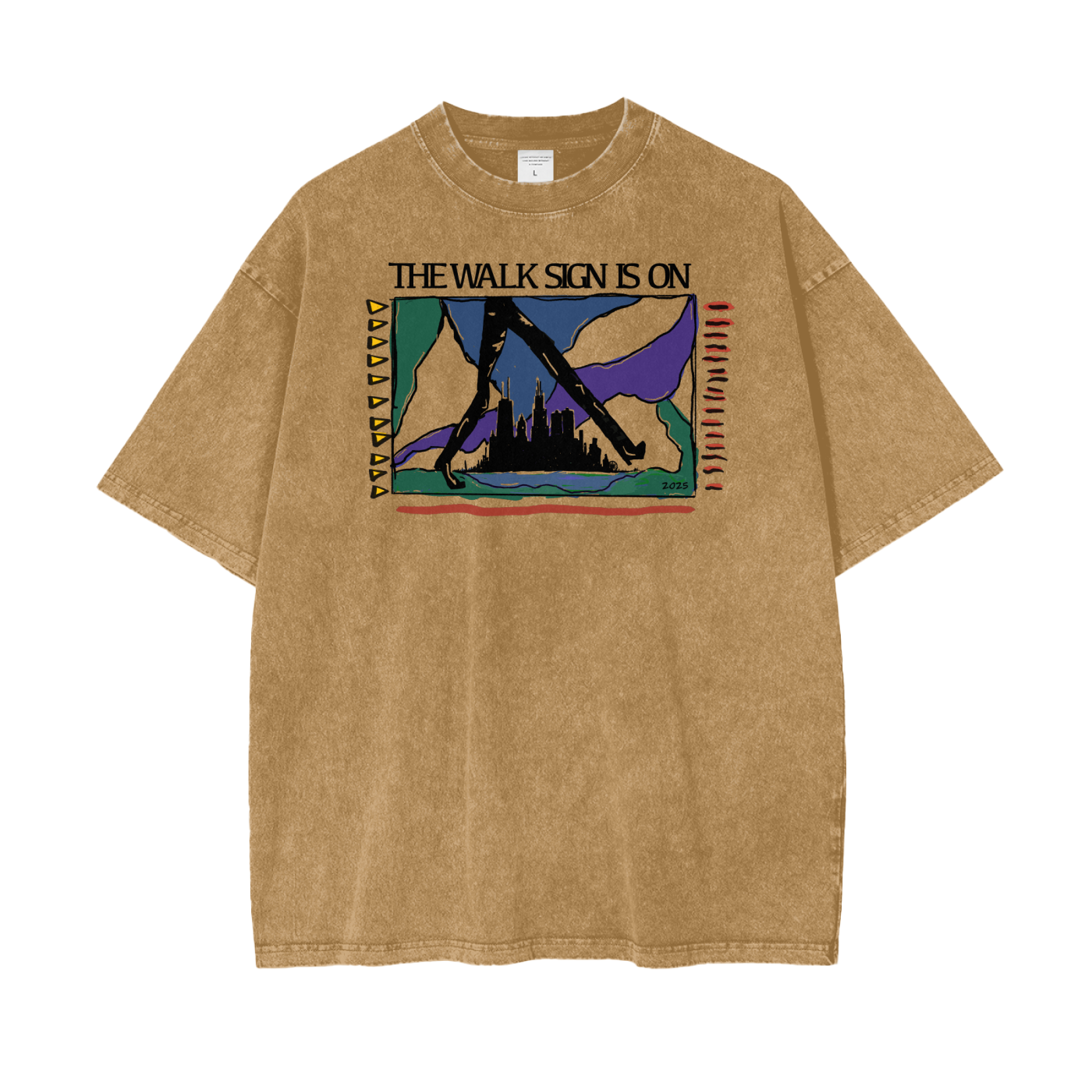 Walkable Cities "The Walk Sign is On" Oversize Snow Washed T-Shirt