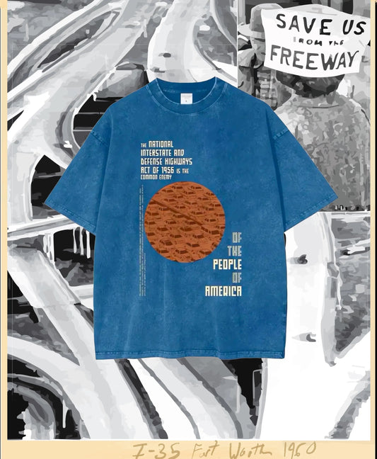 Anti-Highway Expansion Propaganda Oversize Snow Washed T-Shirt