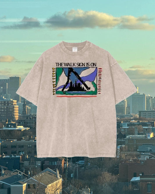 Walkable Cities "The Walk Sign is On" Oversize Snow Washed T-Shirt