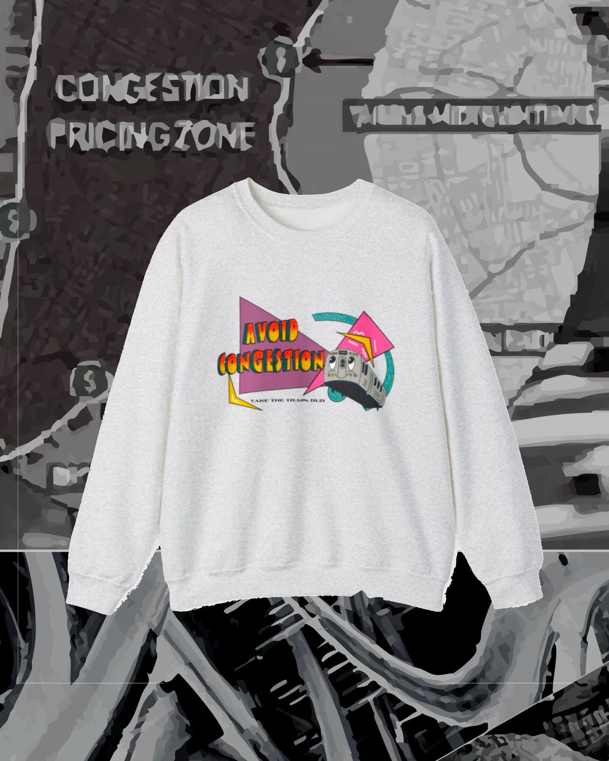 Vintage 1992 public transit graphic crewneck sweatshirt