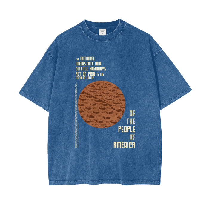 Anti-Highway Expansion Propaganda Oversize Snow Washed T-Shirt