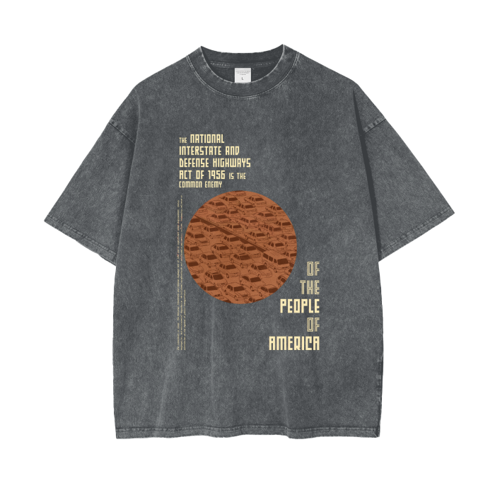 Anti-Highway Expansion Propaganda Oversize Snow Washed T-Shirt