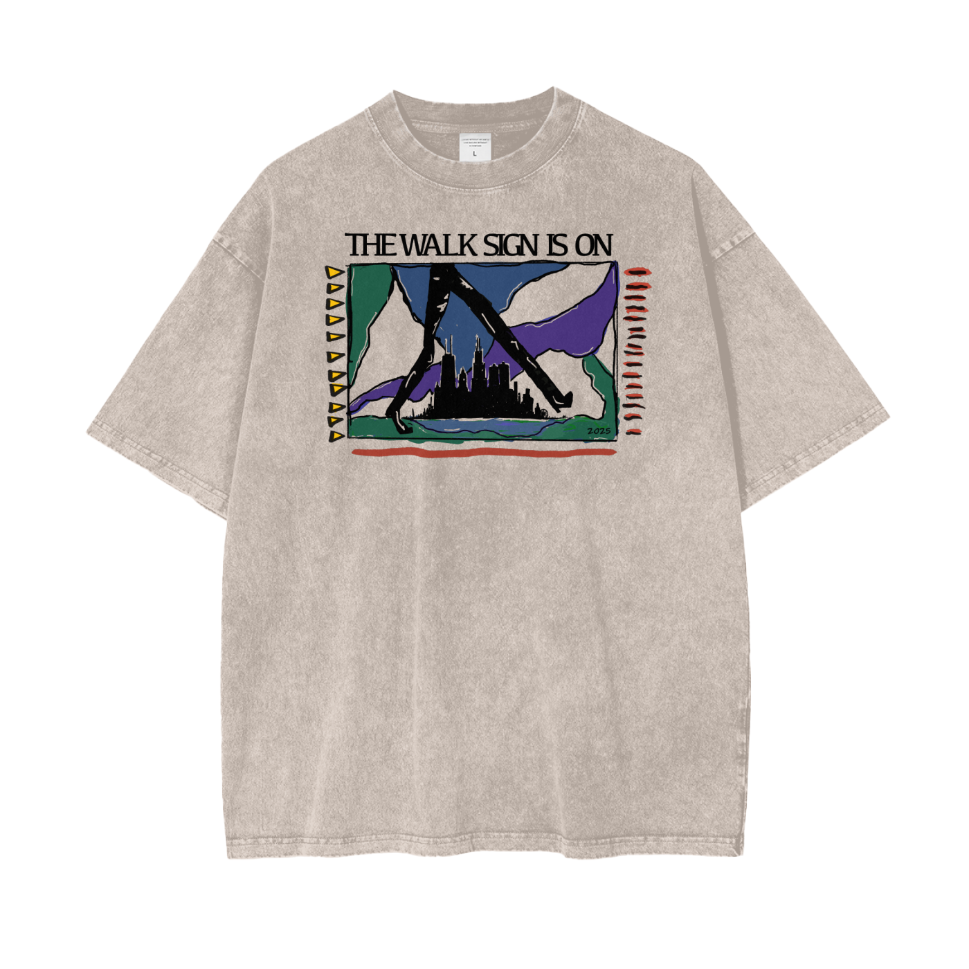 Walkable Cities "The Walk Sign is On" Oversize Snow Washed T-Shirt