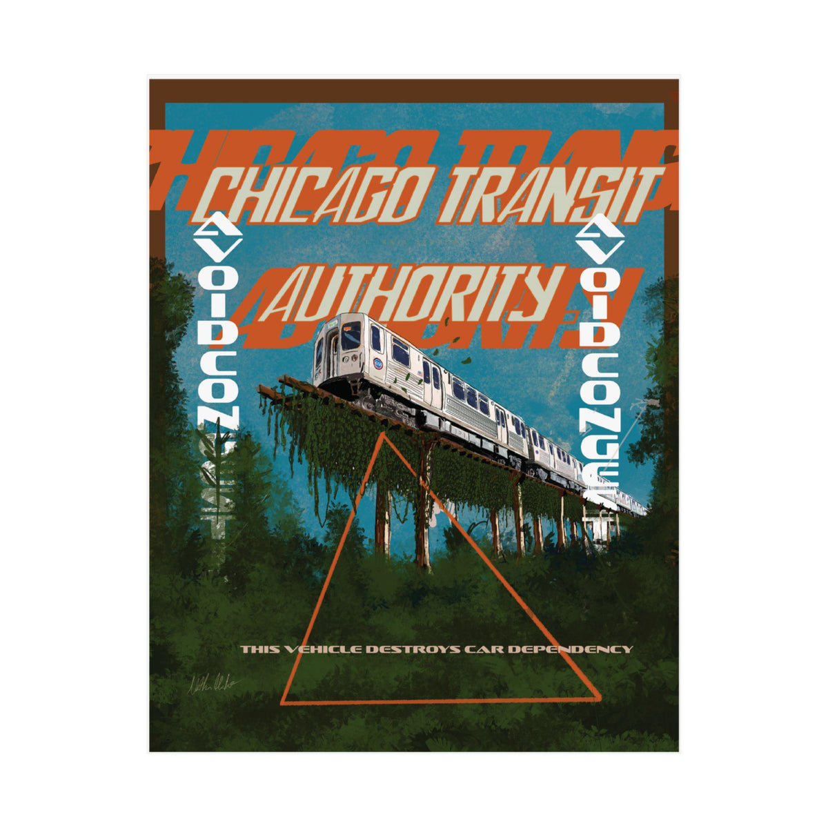 CTA Avoid Congestion vintage Chicago transit poster