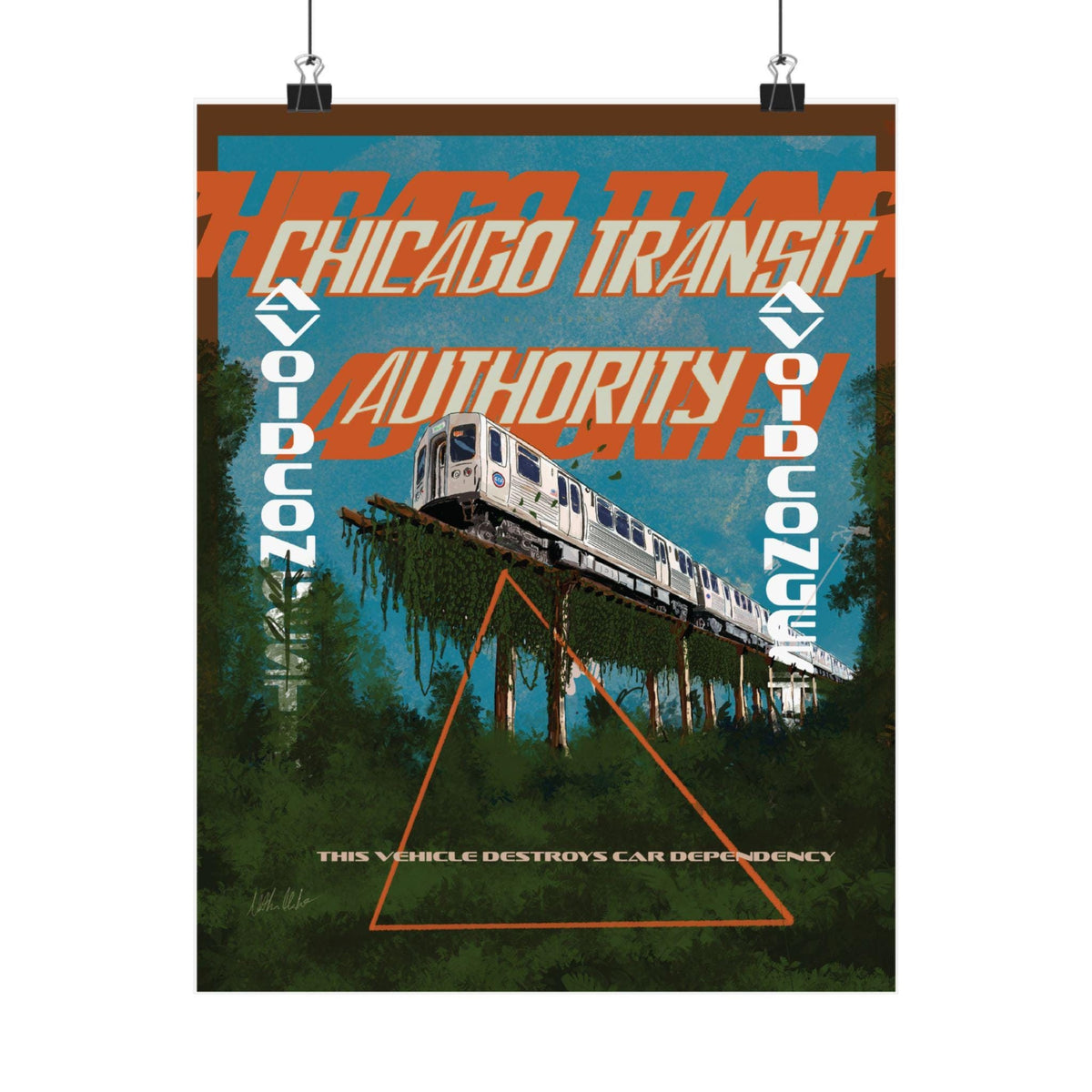 CTA Avoid Congestion vintage Chicago transit poster