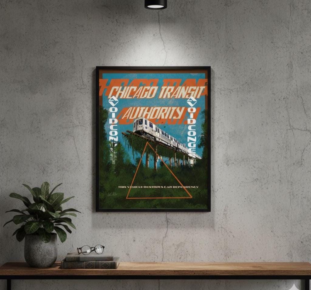 CTA Avoid Congestion vintage Chicago transit poster